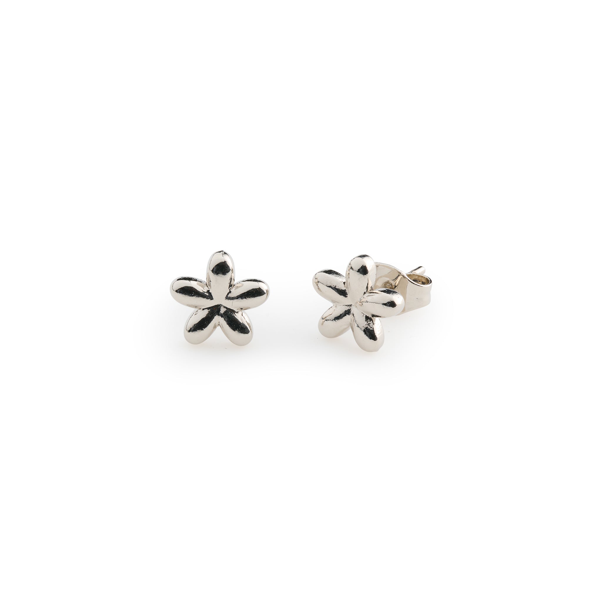 Lupine - Flower Stud Earrings Stainless Steel - Silver