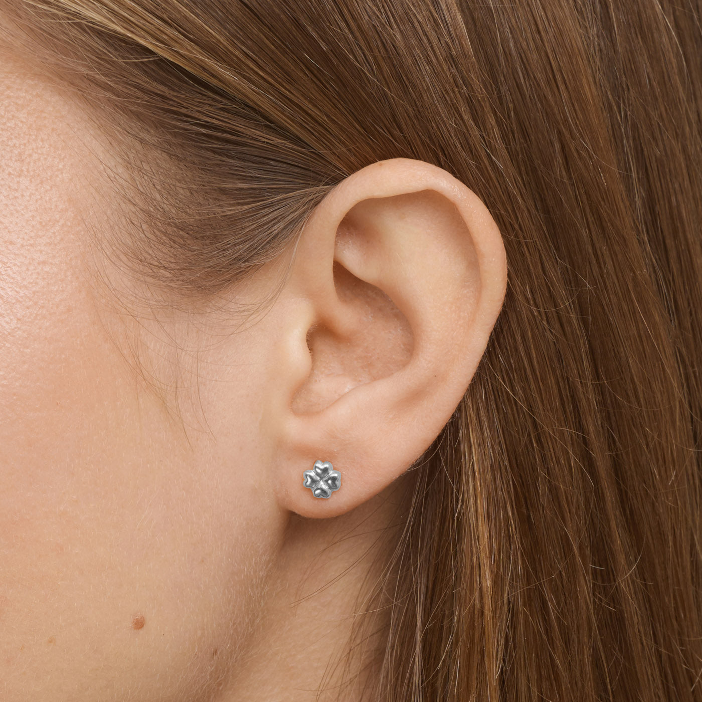 Alexa - Clover Mini Stud Earrings Stainless Steel - Silver