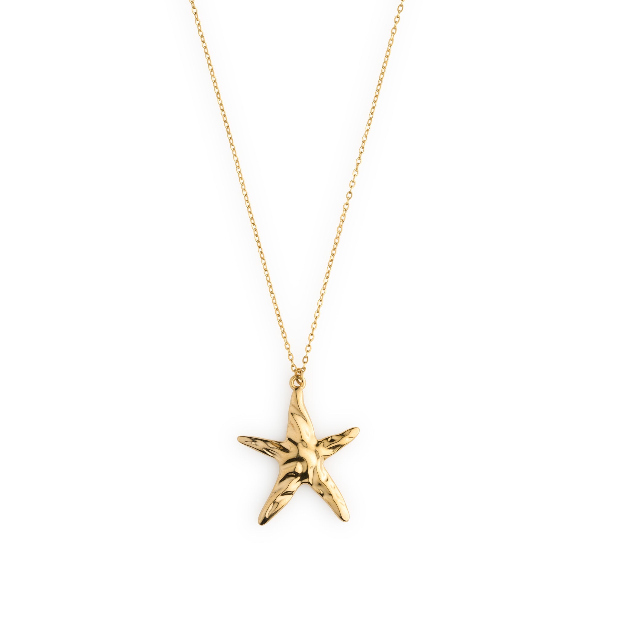 Malin - Starfish Dangling Necklace Stainless Steel - Gold
