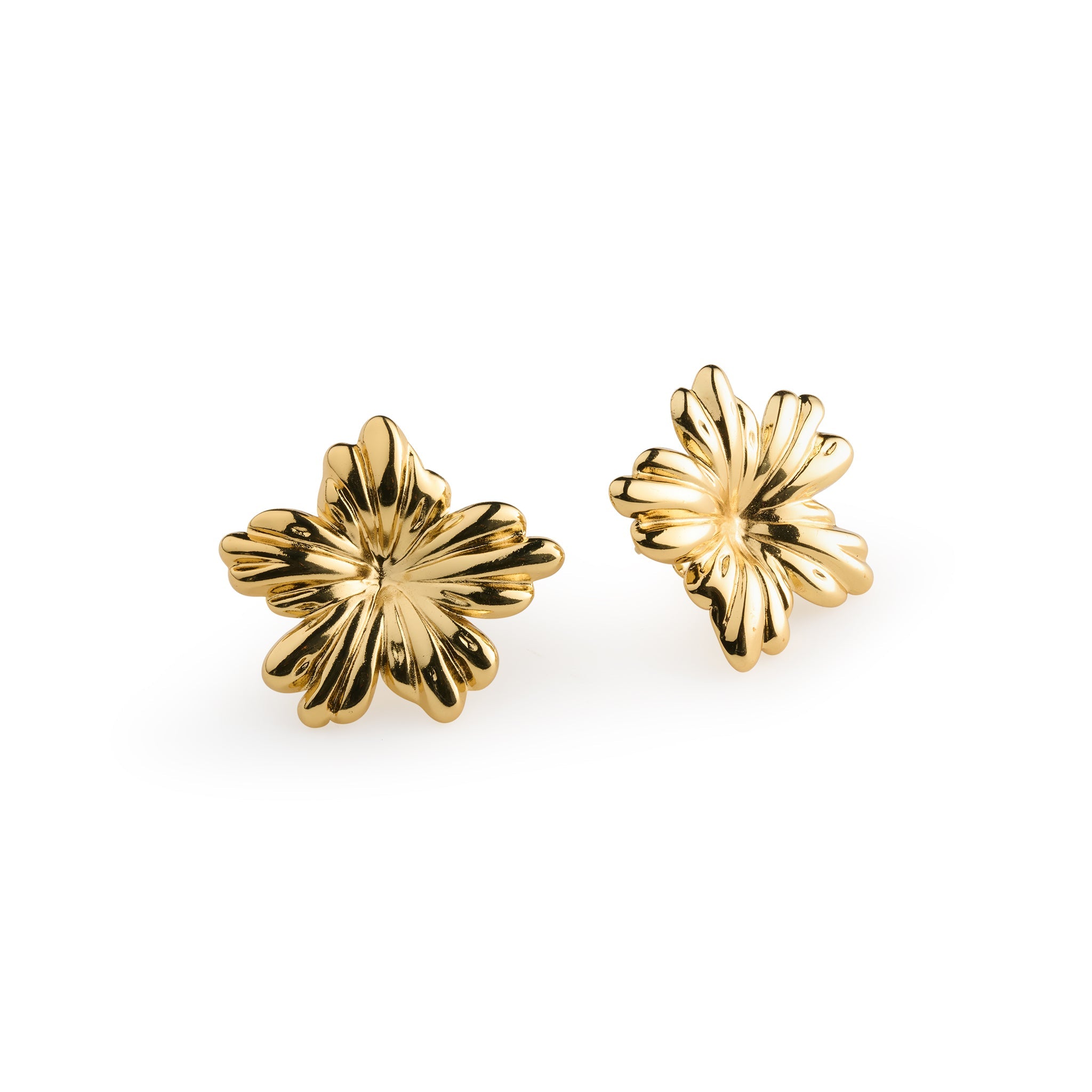 Mabel - Flower Stud Earrings Stainless Steel - Gold