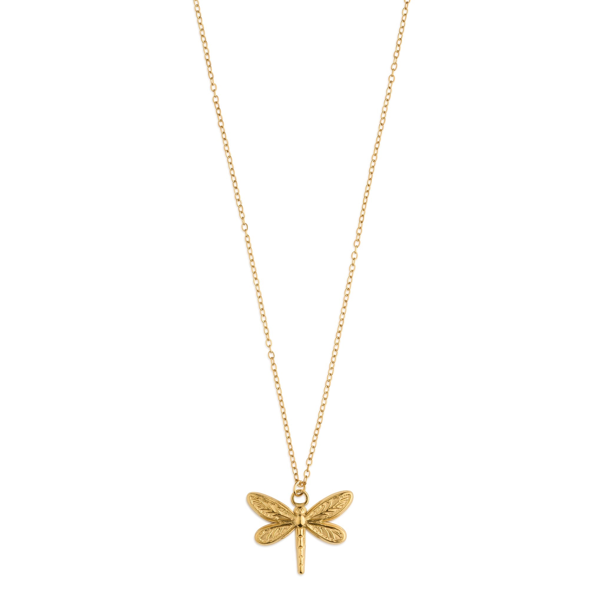 Noya - Statement Dragonfly Necklace Gold Stainless Steel - Gold Gold