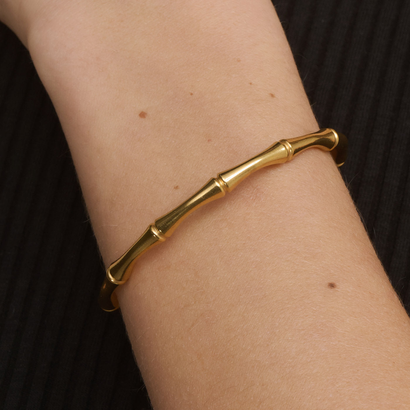 Tyra - Bamboo Bangle Bracelet Stainless Steel - Gold