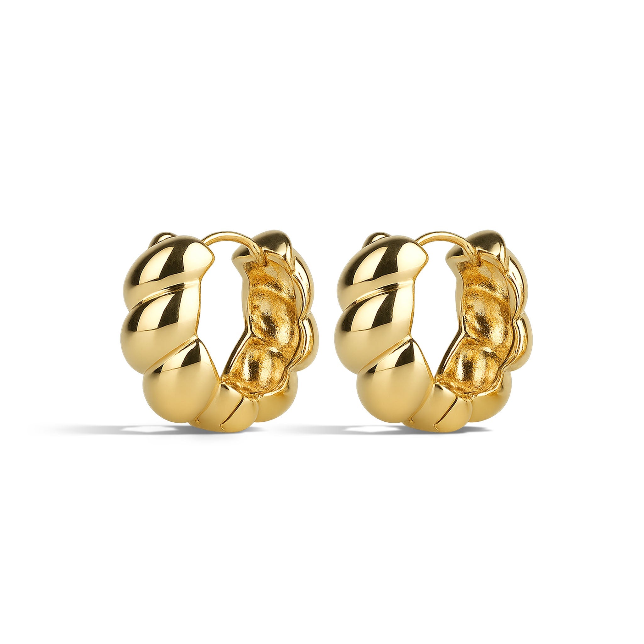 Naia - Croissant Hoop Earrings Stainless Steel - Gold Gold
