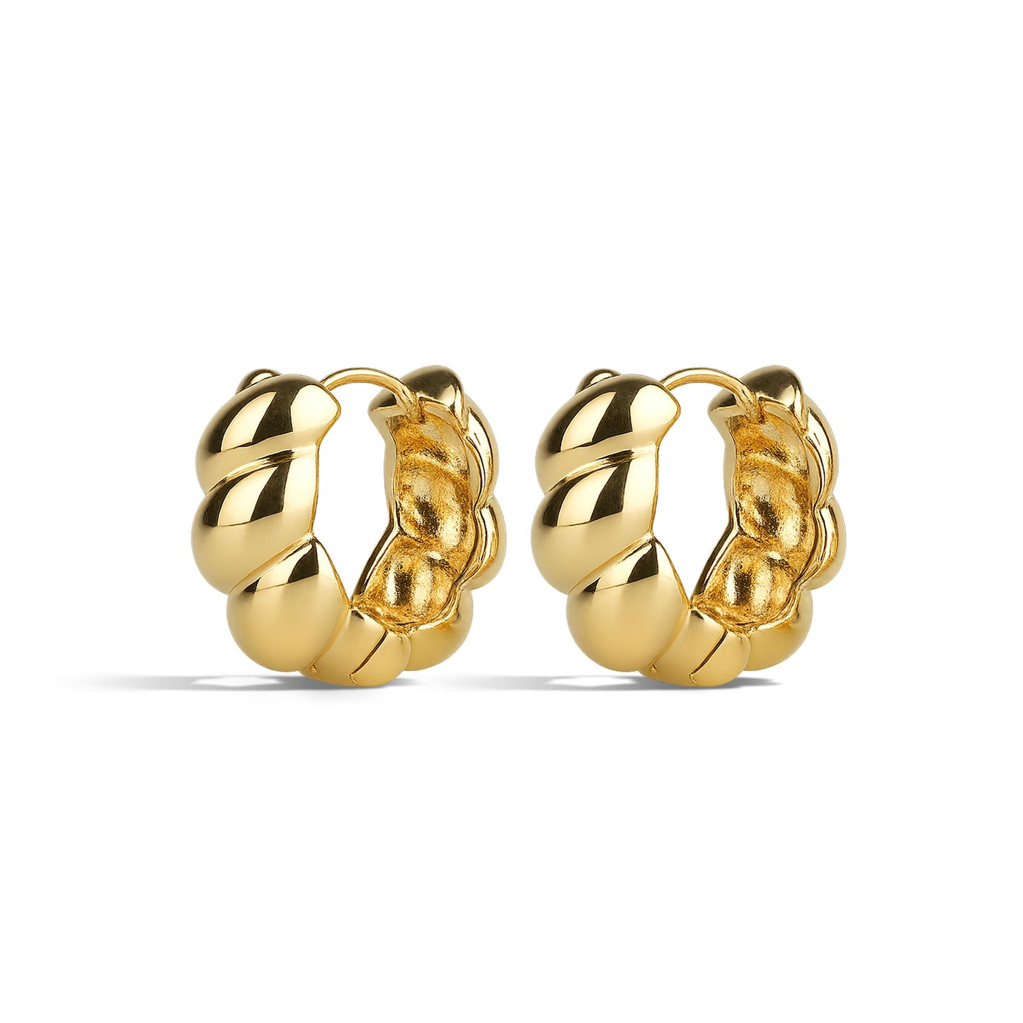 Naia - Croissant Hoop Earrings Stainless Steel - Gold Gold