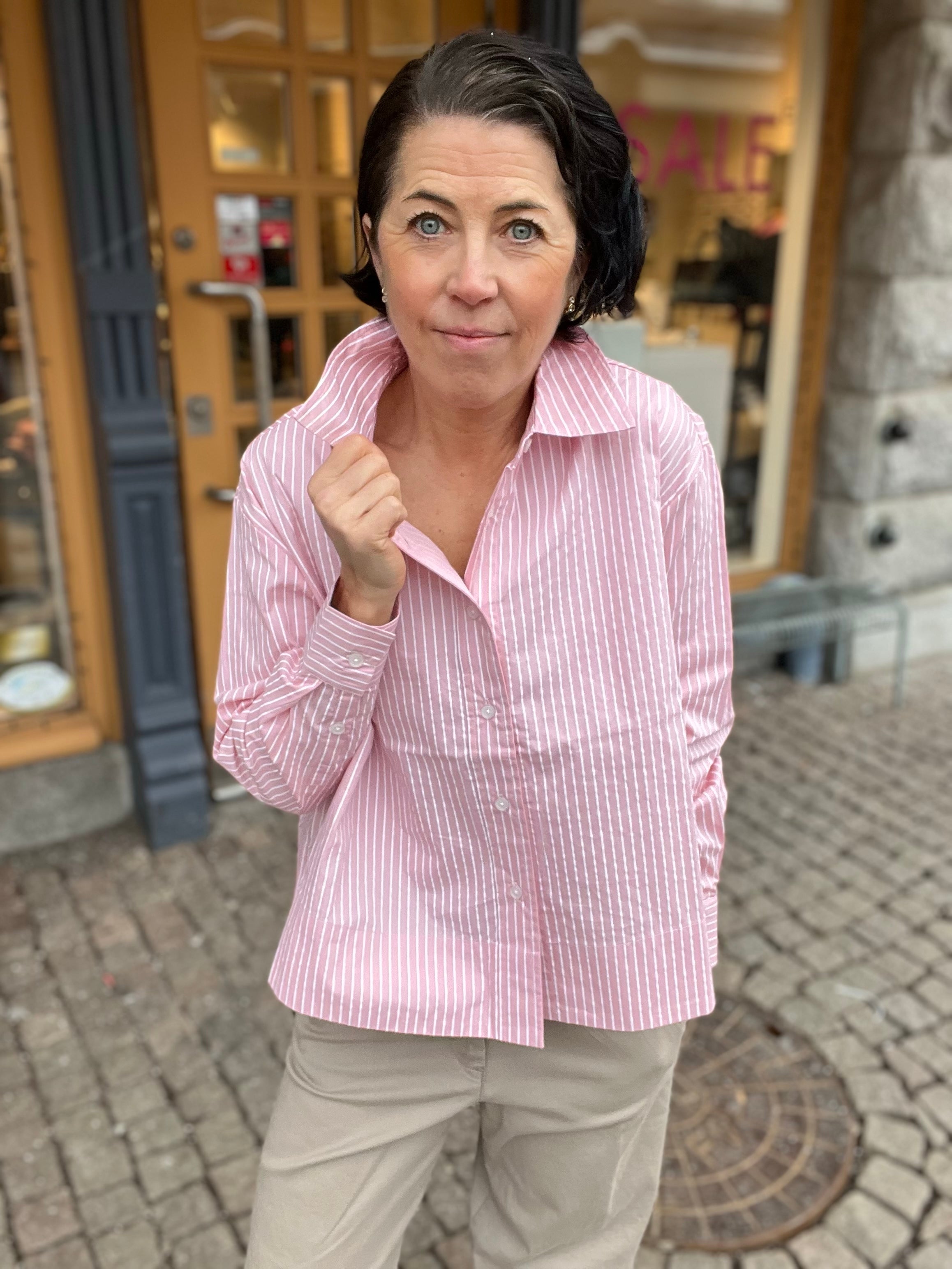 Bellis Shirt Jacket  Rose Stripes