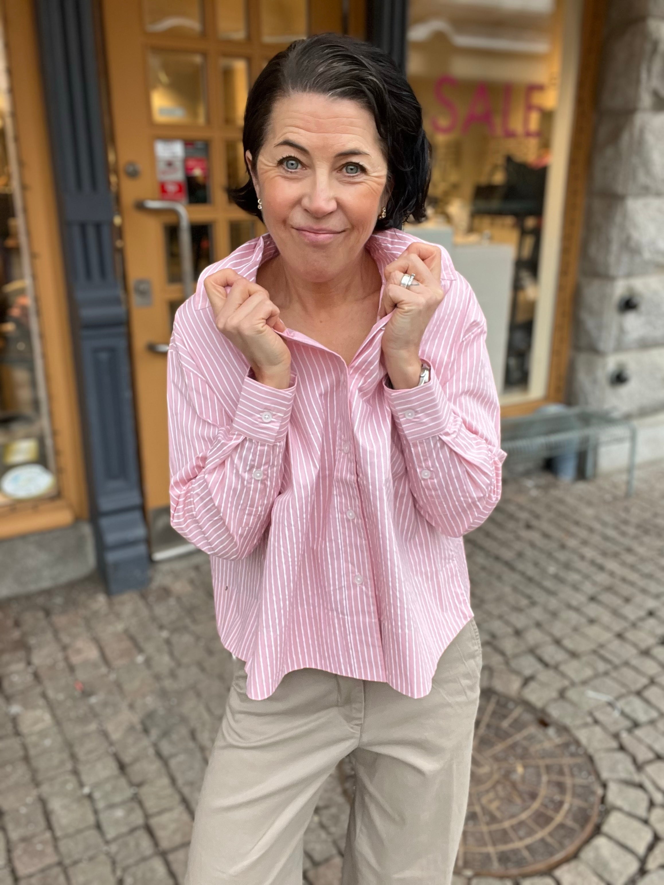 Bellis Shirt Jacket  Rose Stripes