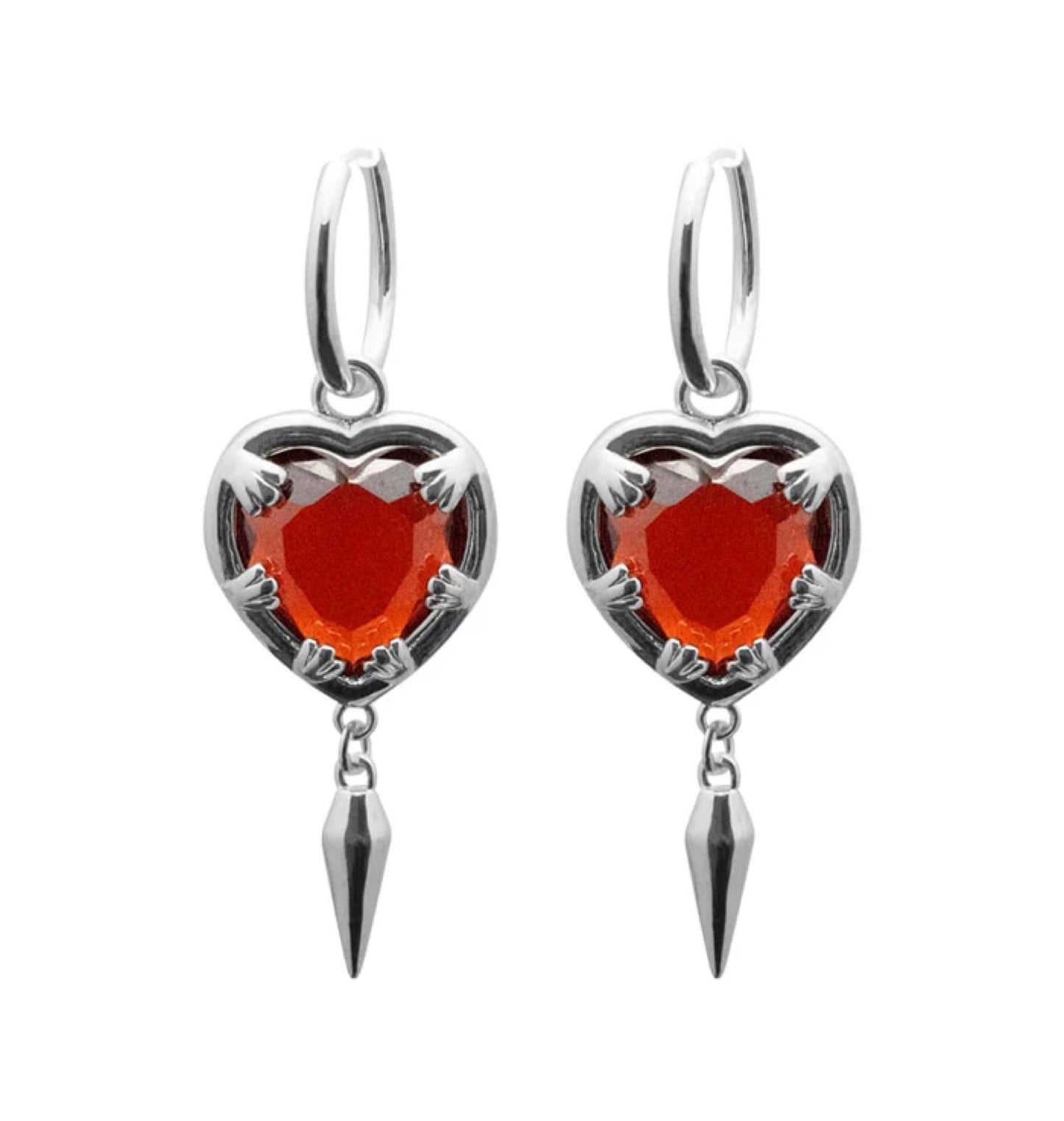 Claw heart big silver