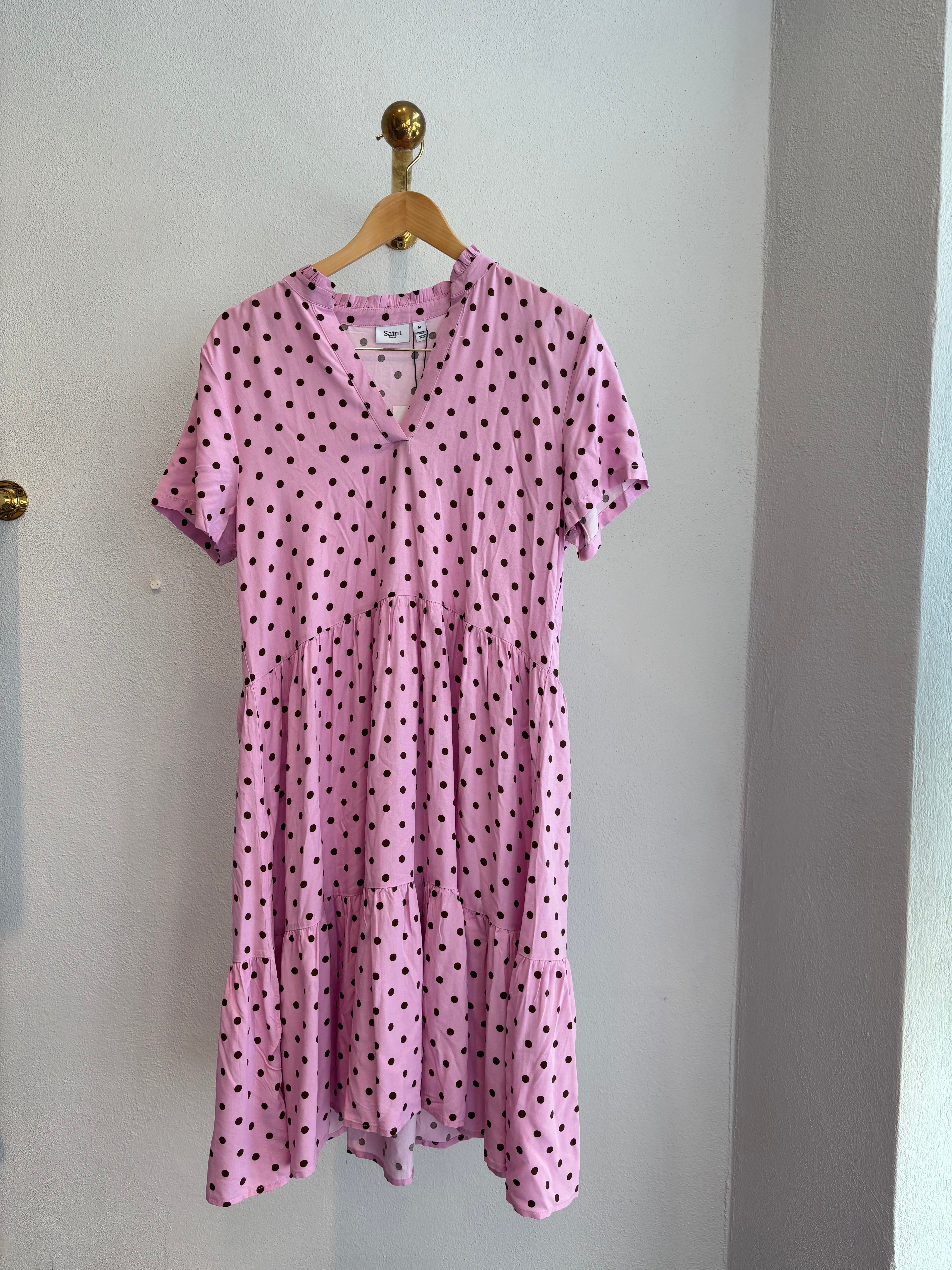 Eda Dress Pink Brown Dot
