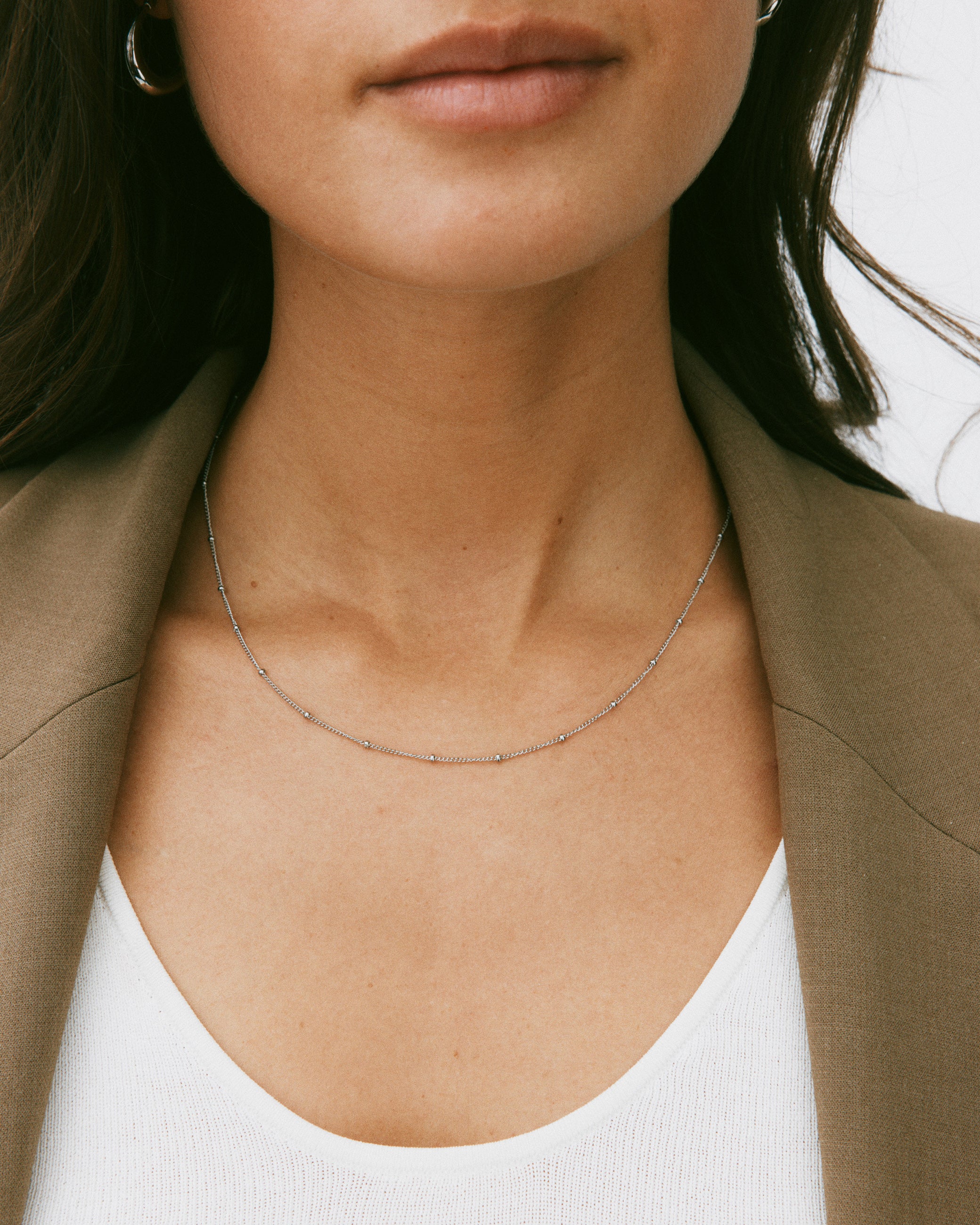 Beaded Chain Necklace Steel