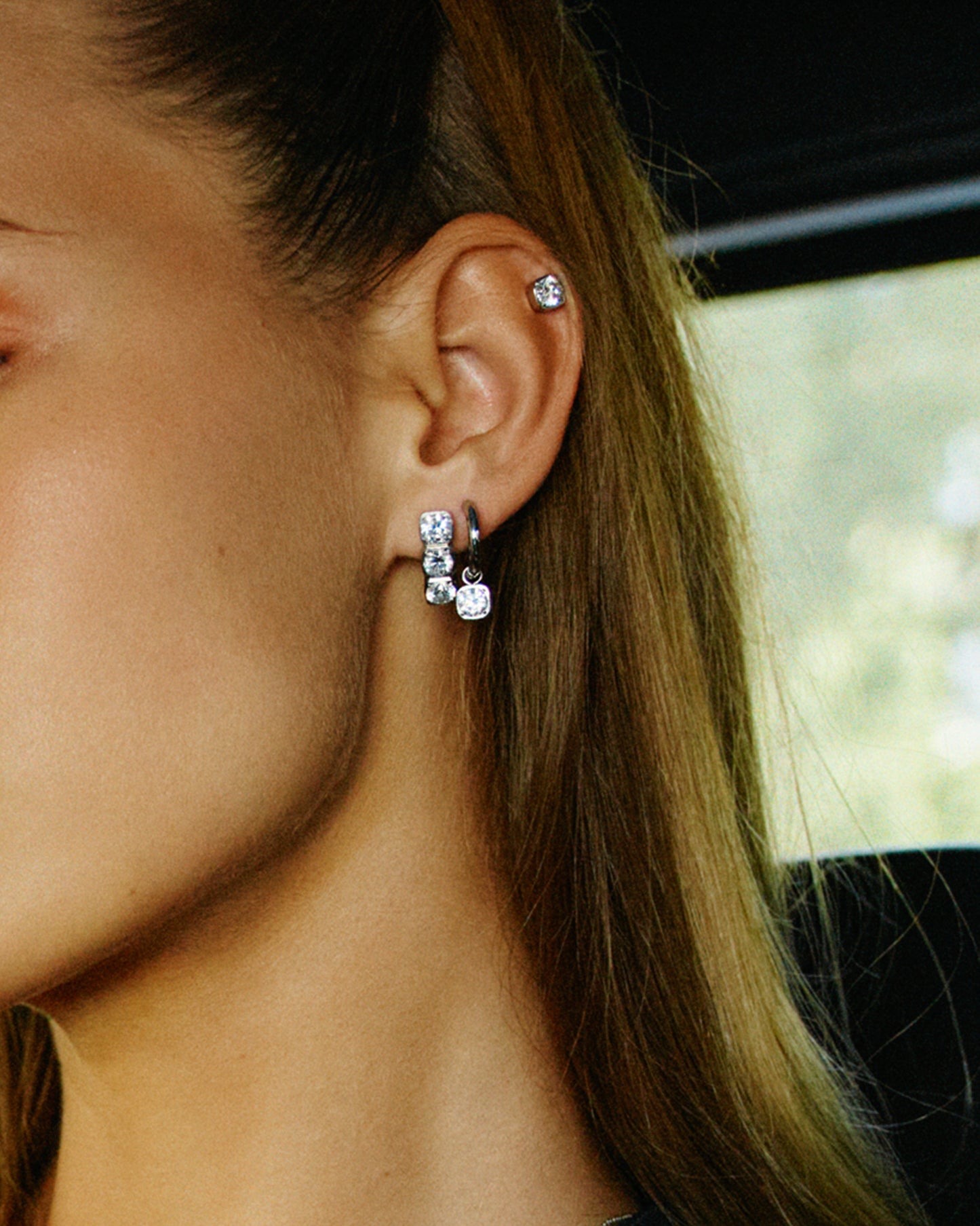 Gemma Studs Triple Steel