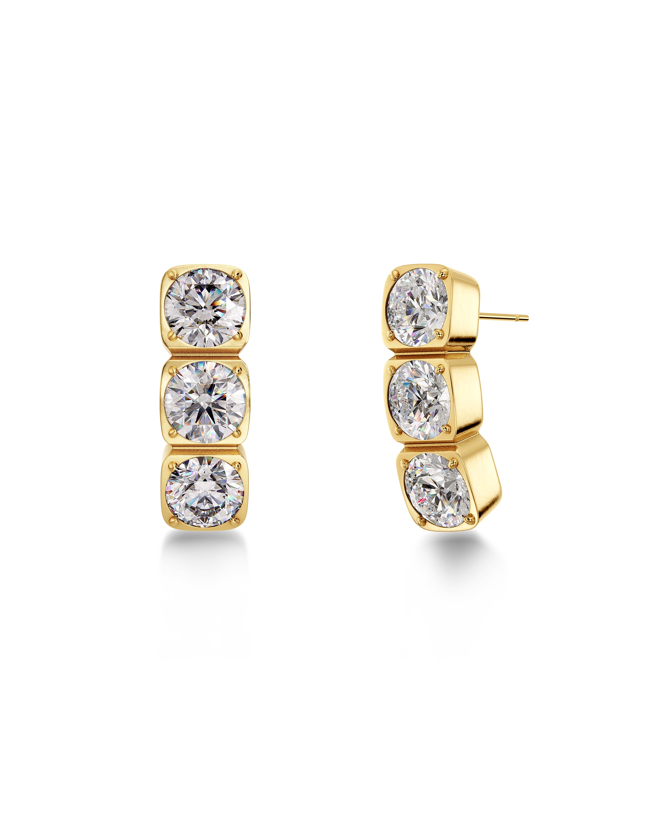 Gemma Studs Triple Gold