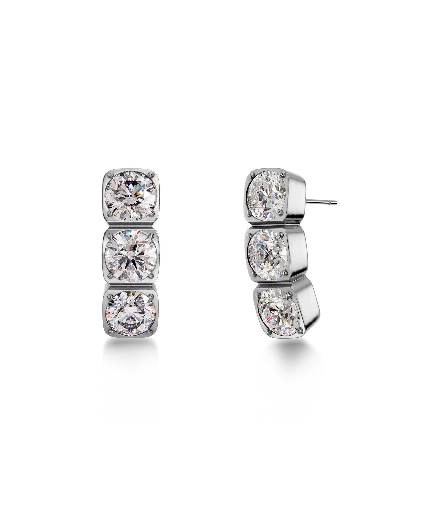 Gemma Studs Triple Steel