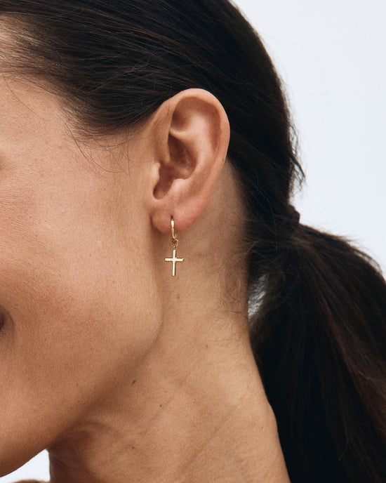 Spirit Cross Hoops Gold