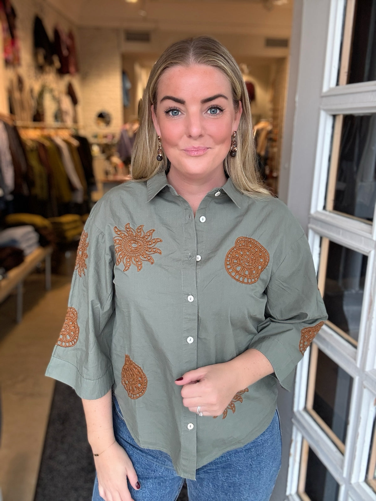 Emilia Green W Brown Emb