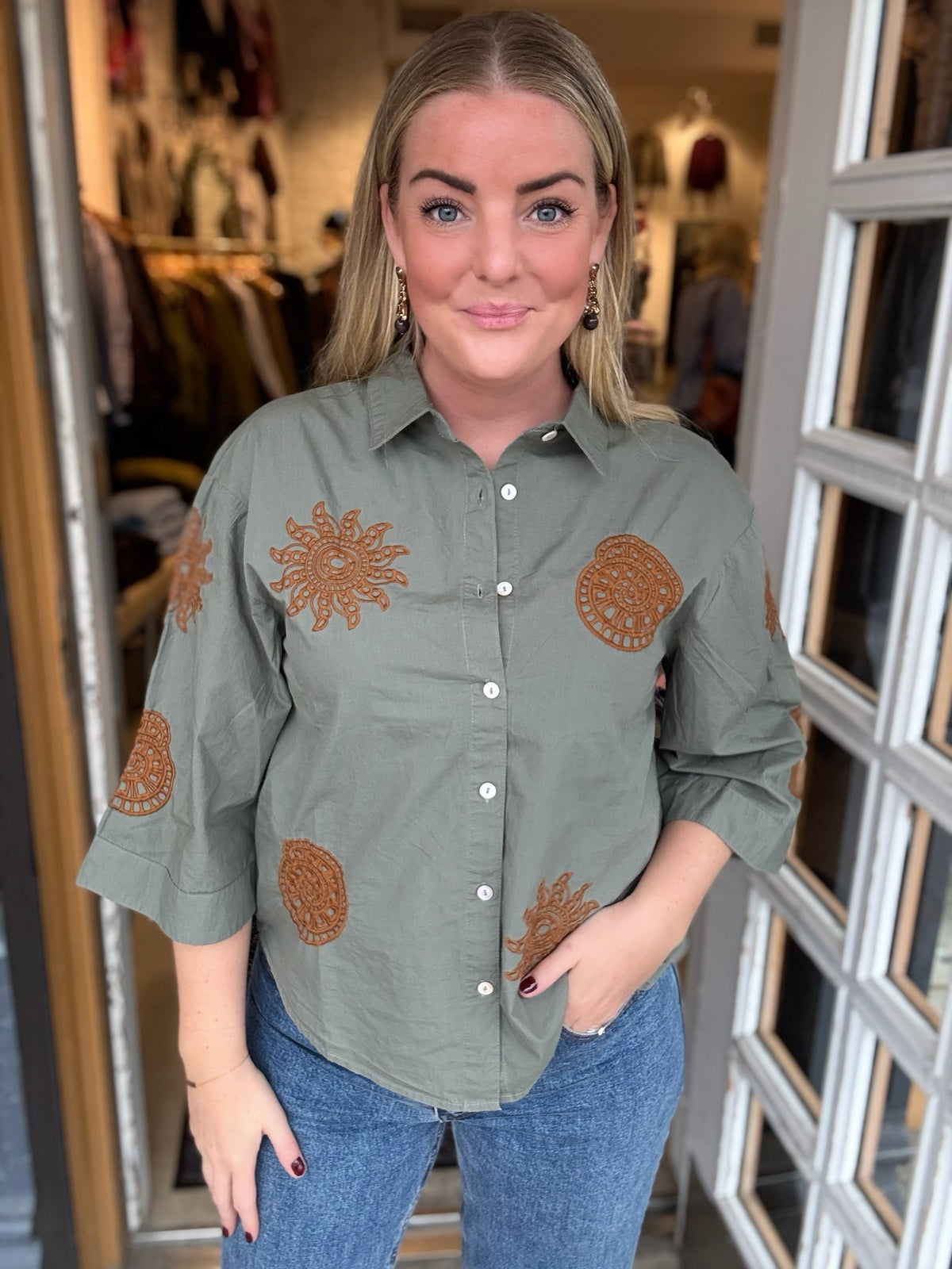 Emilia Green W Brown Emb