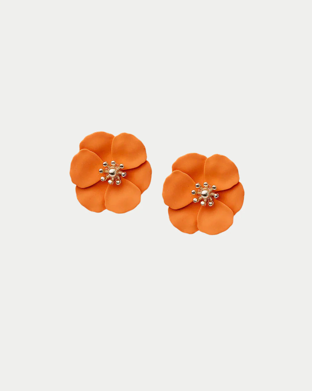 Flower Small Earrings Orange Mat