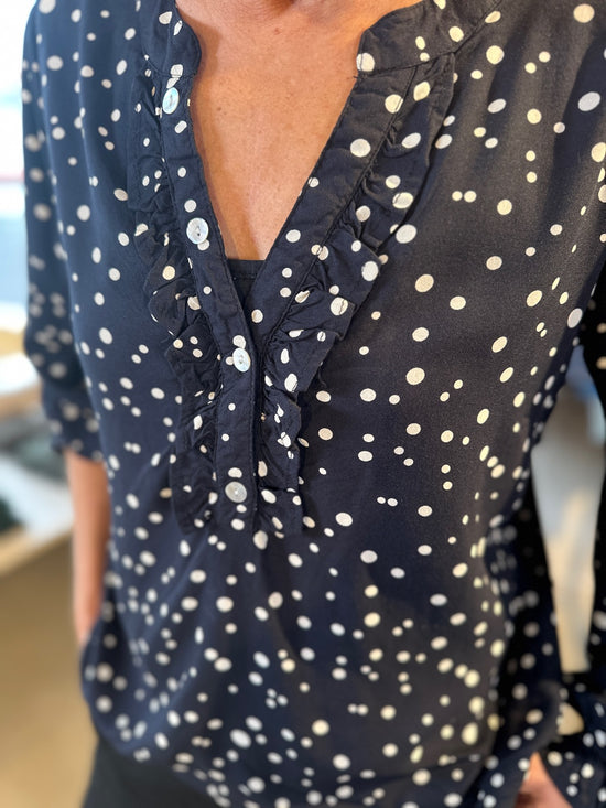 Gyta V-Neck Blouse M Black Wsand Drops