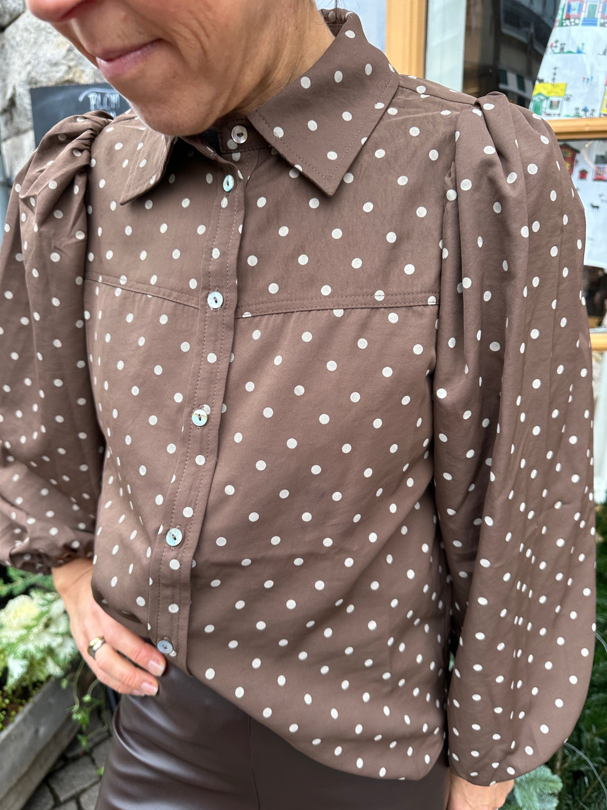 Alicia Dot L/S Brown