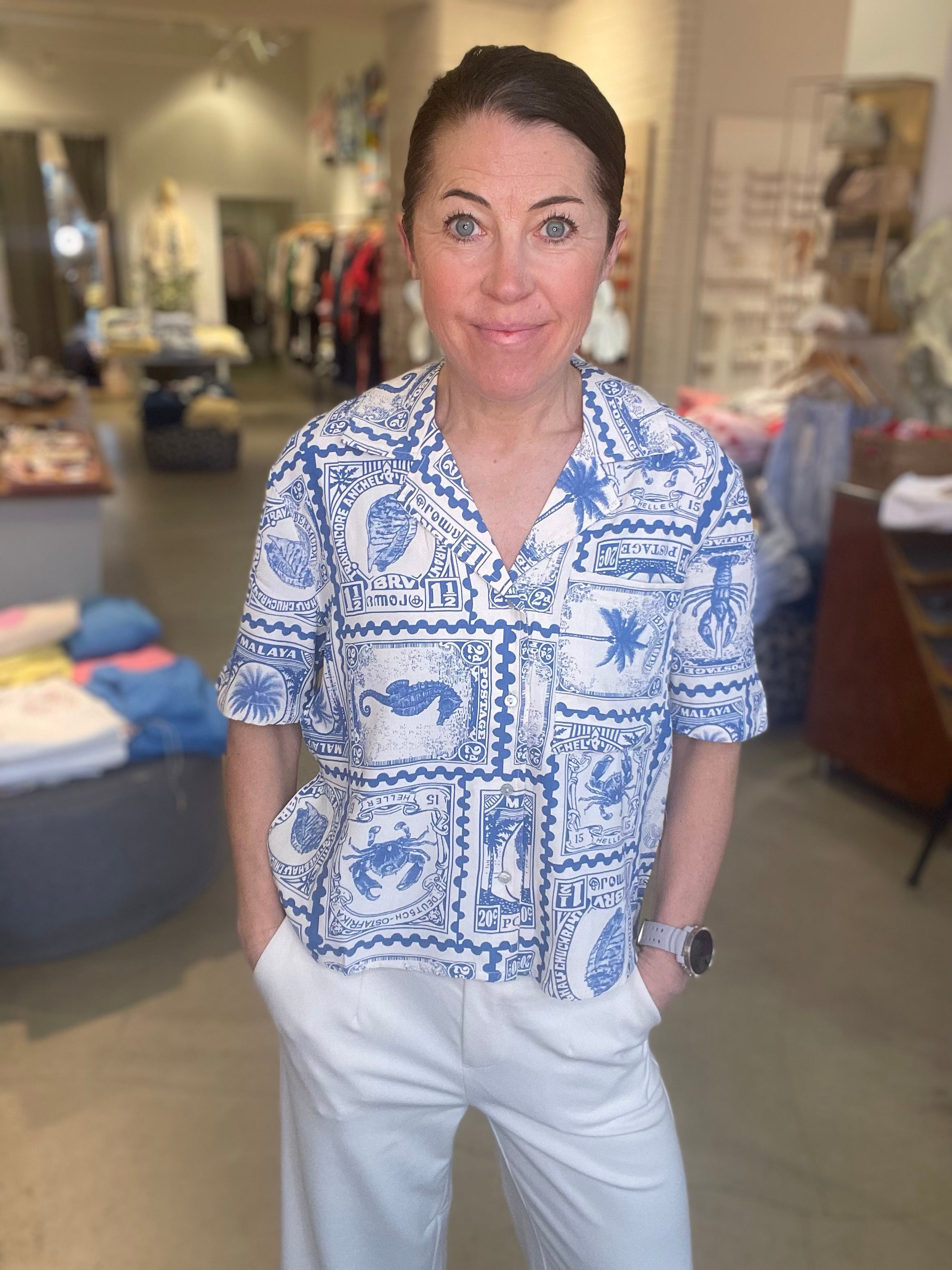 Objvima Shirt Birch Azure Blue