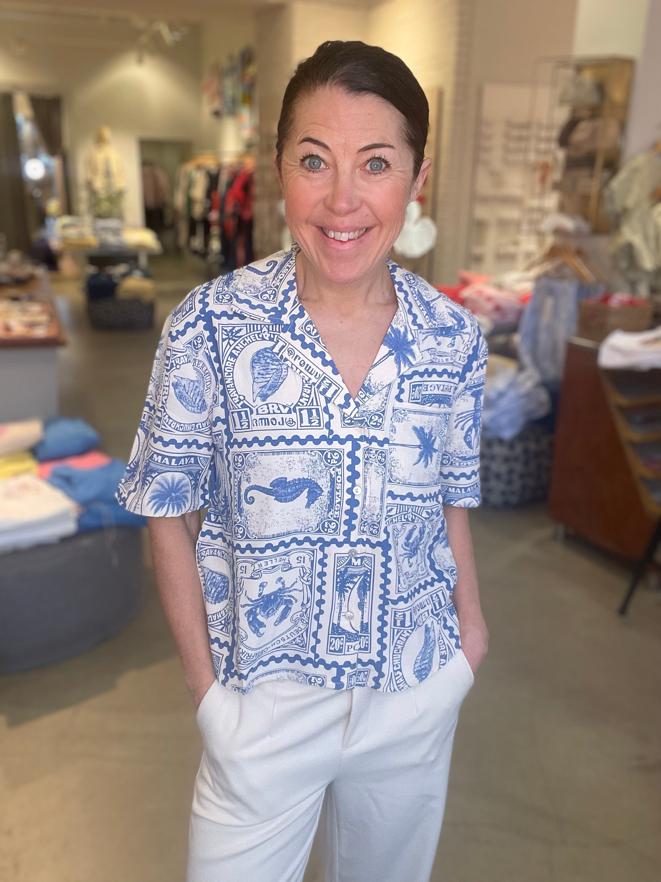 Objvima Shirt Birch Azure Blue