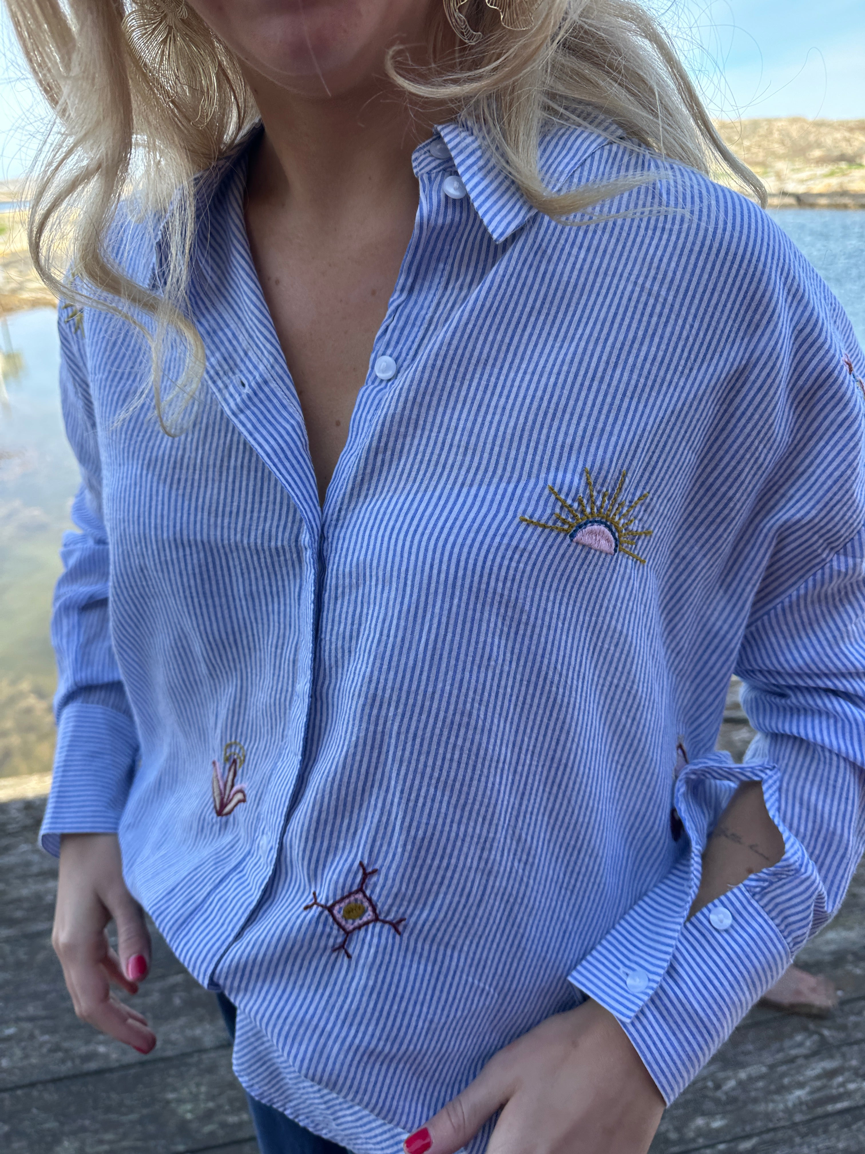 Jdypaige Shirt Emb Blue Stripe