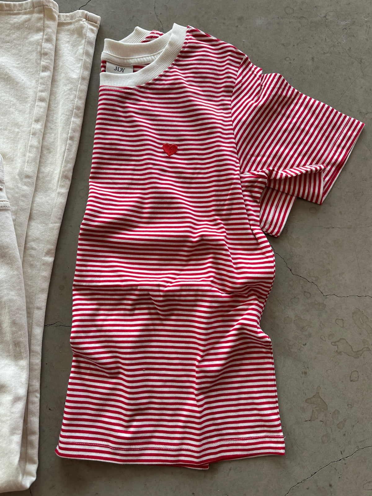 Jdypisa Short Sleeve Print Top Cloud Dancer Ski Patrol Stripes Bs Heart