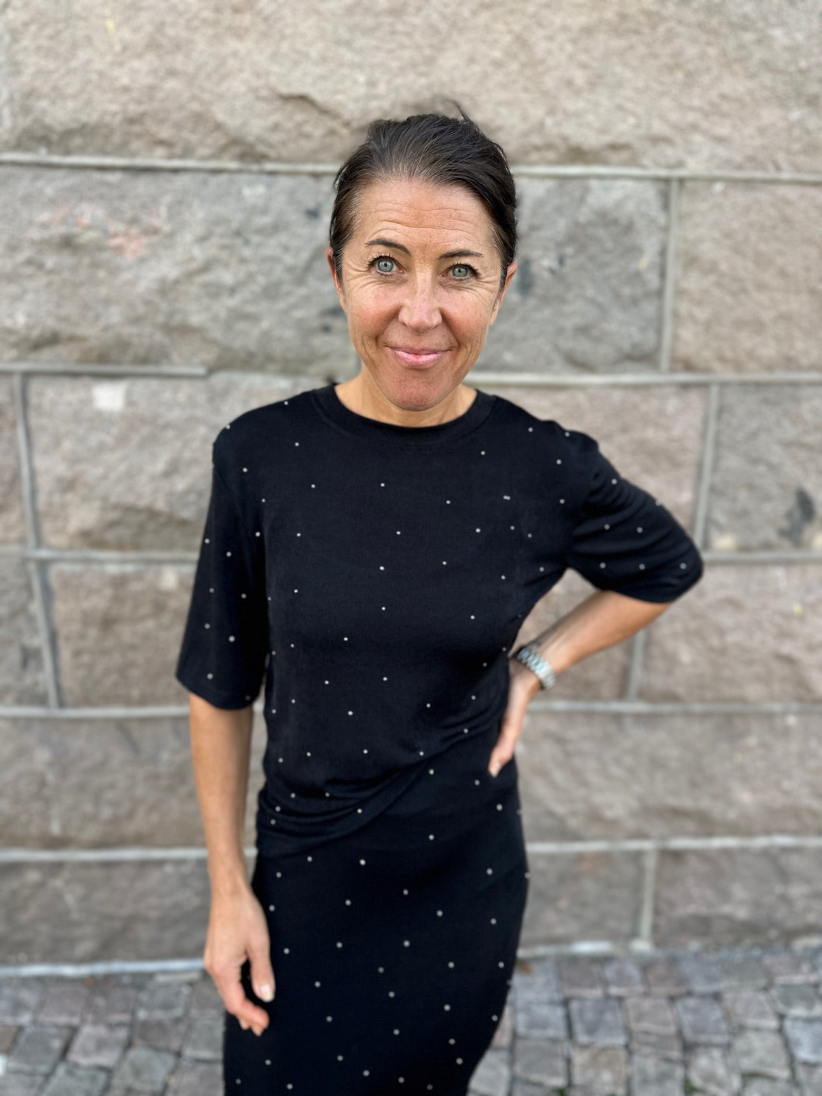 Jdyprime Short Sleeve Studs Top Black Stones