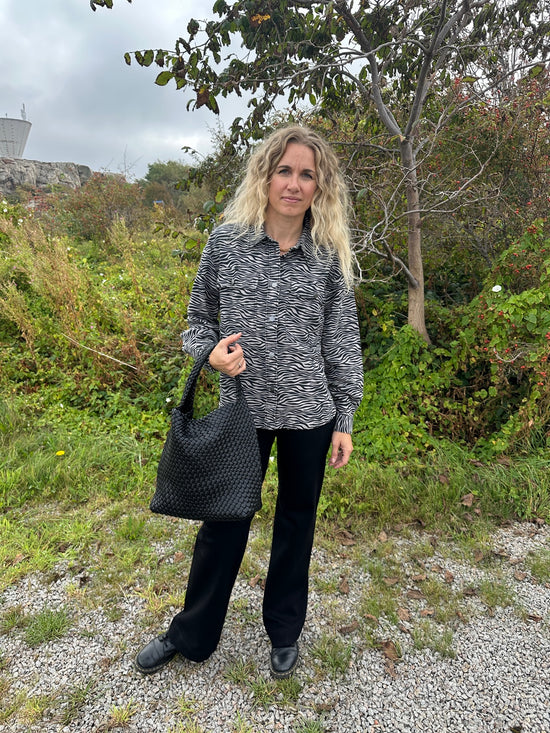 Jdyray Long Sleeve Shacket Ultimate Grey Black Zebra