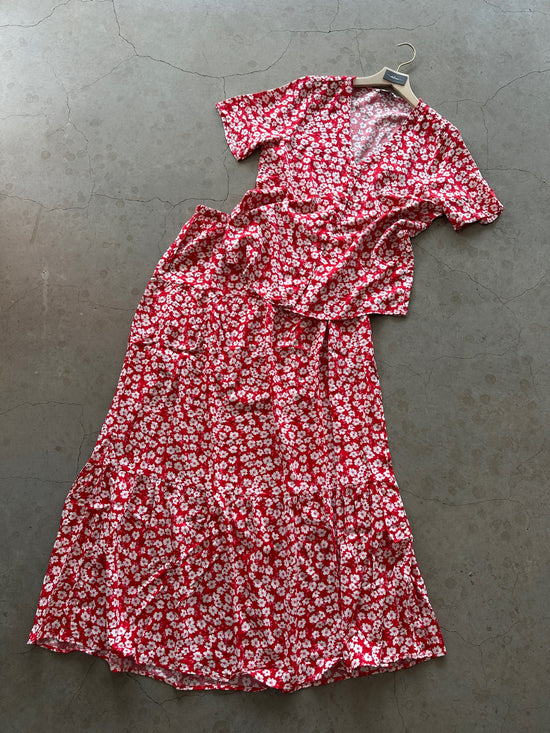Jdysezen Maxi Skirt Dia Mars Red  Cloud Dancer Flowers