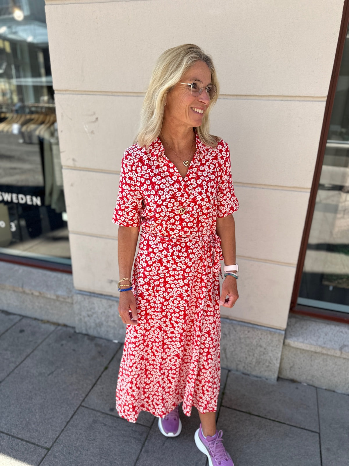 Jdystarsezen Life Mididress Mars Red  Cloud Dancer Flowers