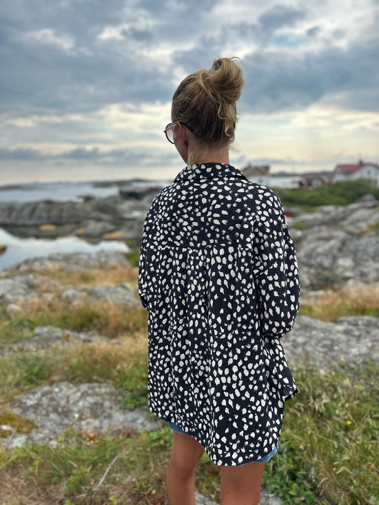 Jdytroya Life Long Sleeve Shirt Dia Black  Silver Lining Dot
