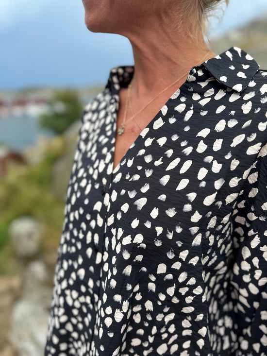 Jdytroya Life Long Sleeve Shirt Dia Black  Silver Lining Dot