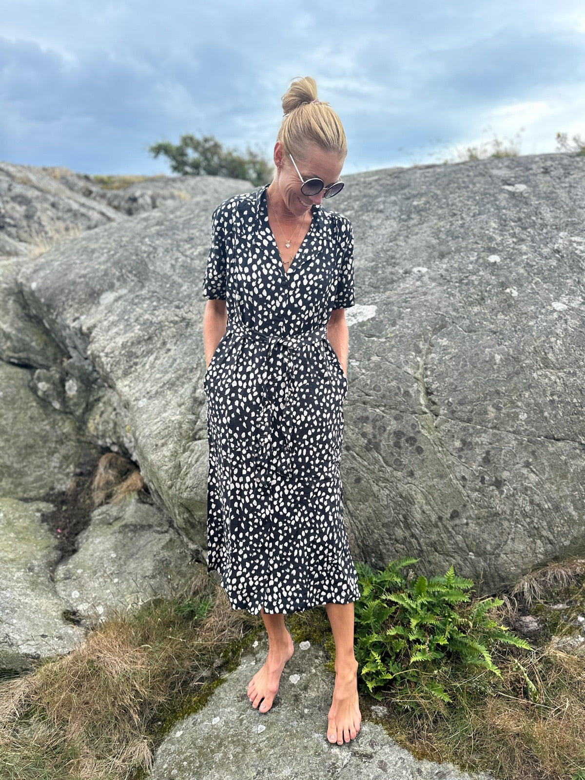 Jdytroya Life Midi Shirt Dress Dia Black  Silver Lining Dot