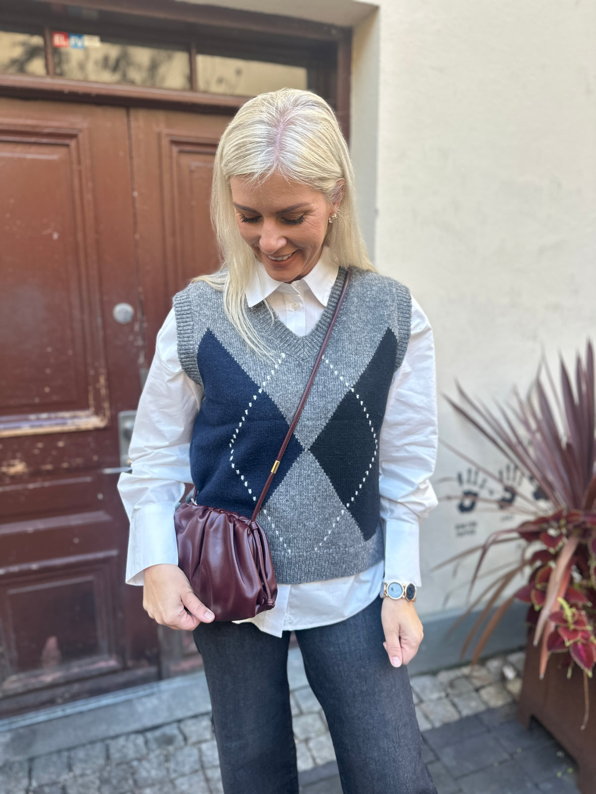 Jxharvi Vest Knit Dark Grey Melange