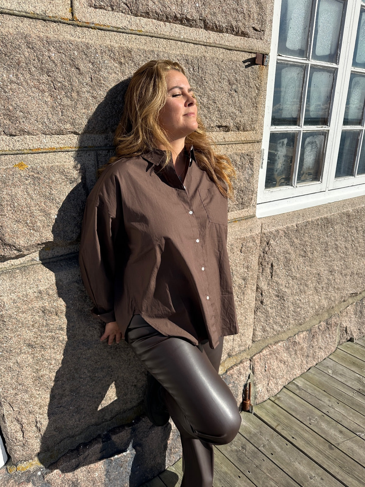 Jxjamie Long Sleeve Relaxed Poplin Shirt Bracken