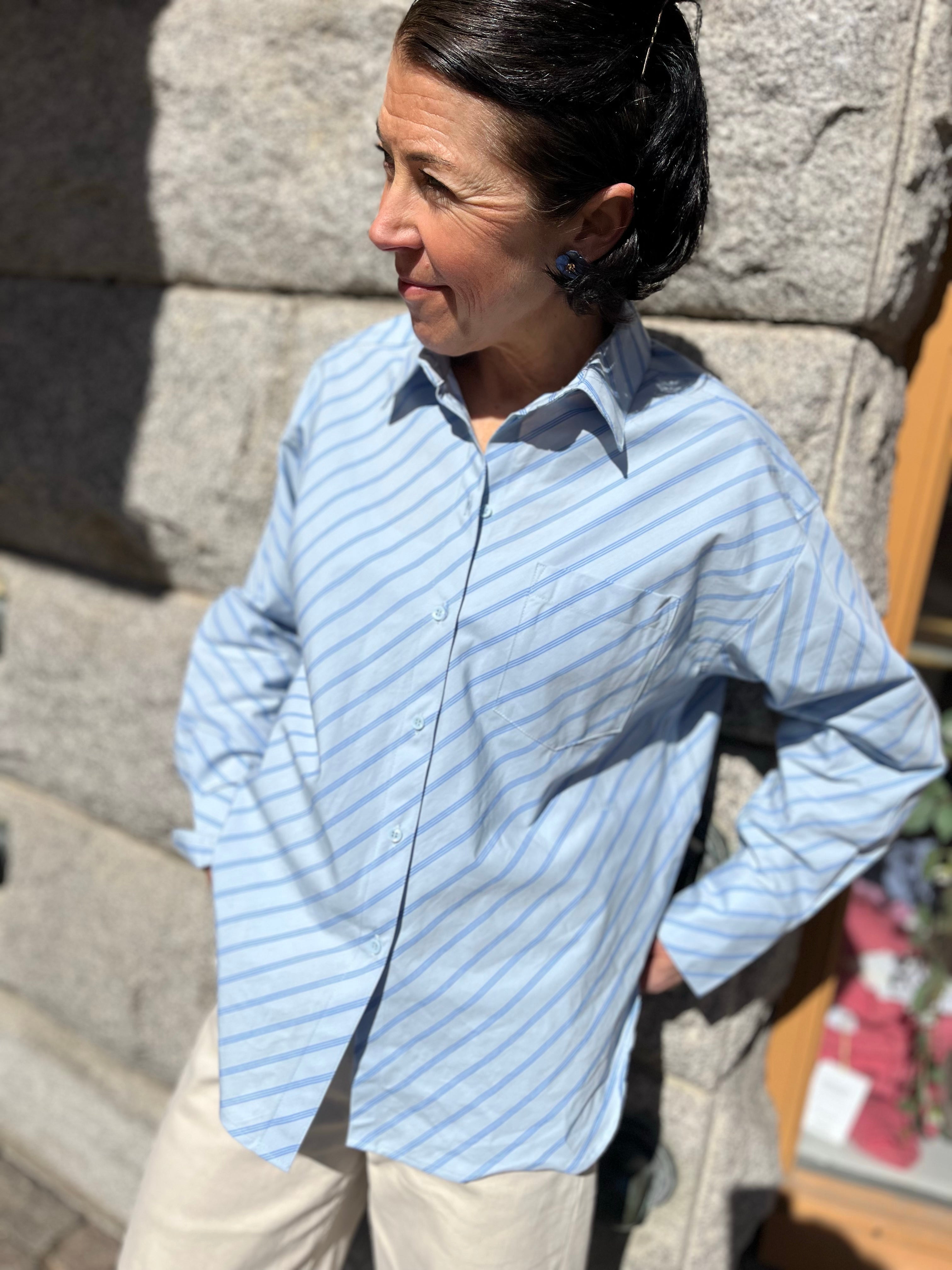 Jxjamie Relaxed Poplin Shirt Skyway Diagonal