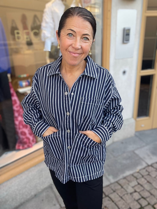 Jxlula Long Sleeve Overshirt Maritime Blue White