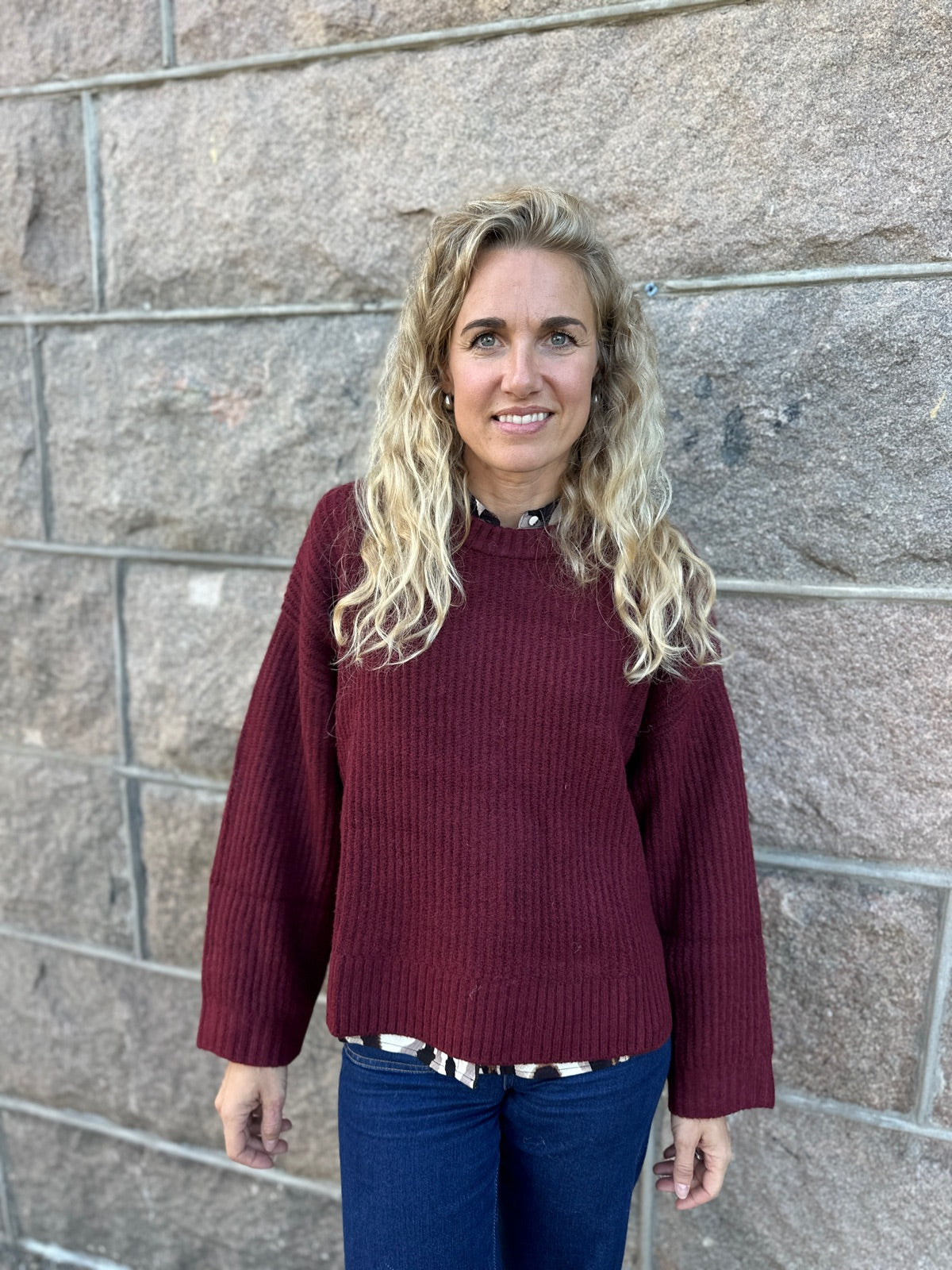 Jxsigga Diverse Crew Neck Knit Sn Cabernet