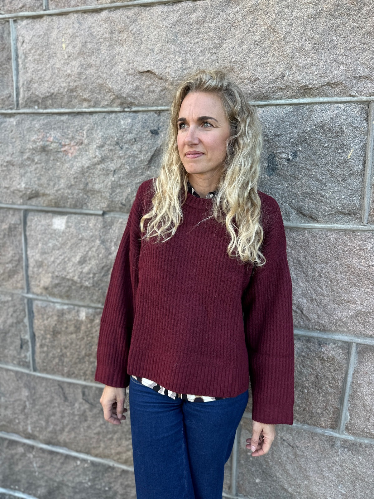 Jxsigga Diverse Crew Neck Knit Sn Cabernet