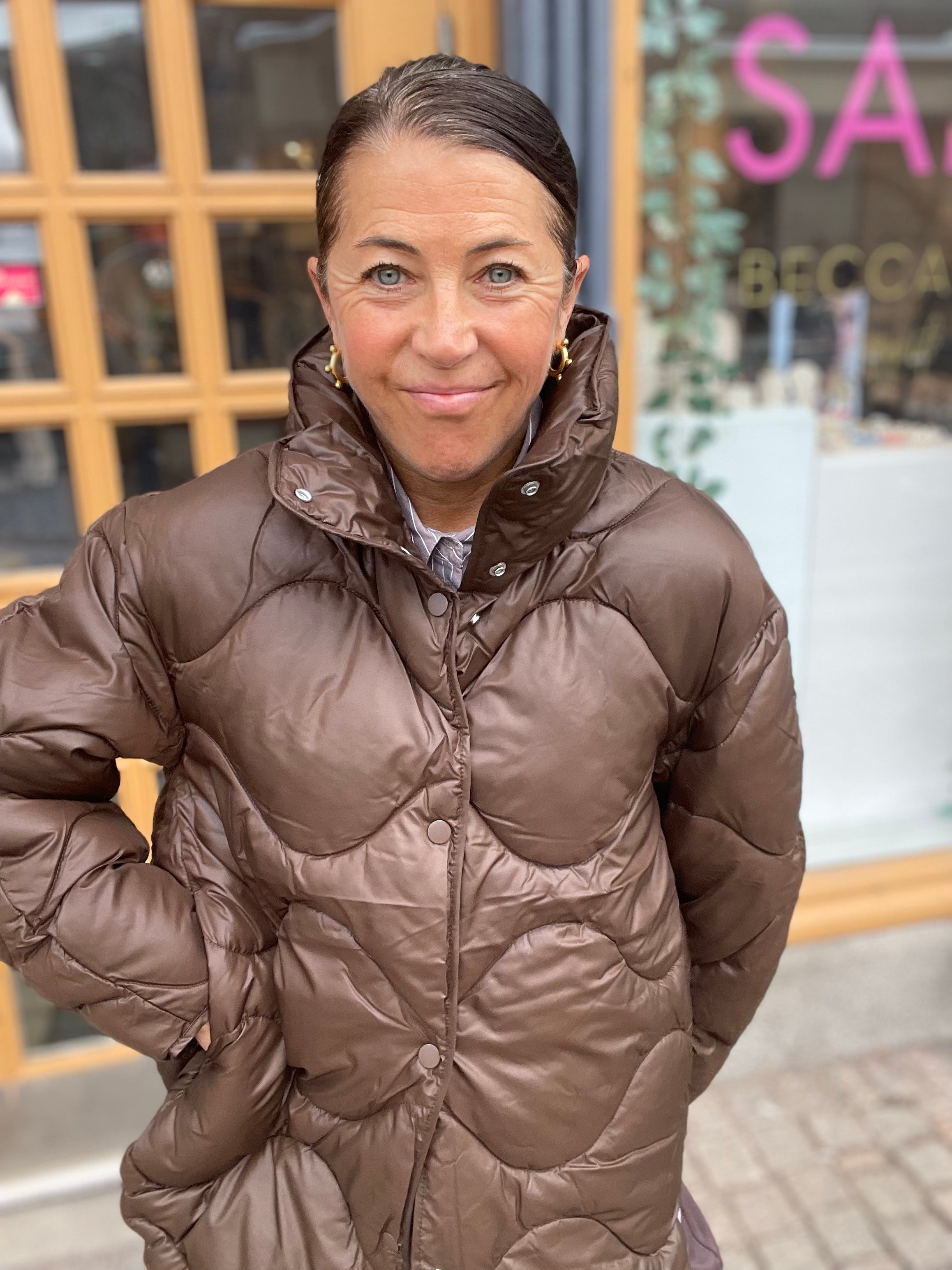 Jxstella Shiny Quilted Jacket Sn Demitasse
