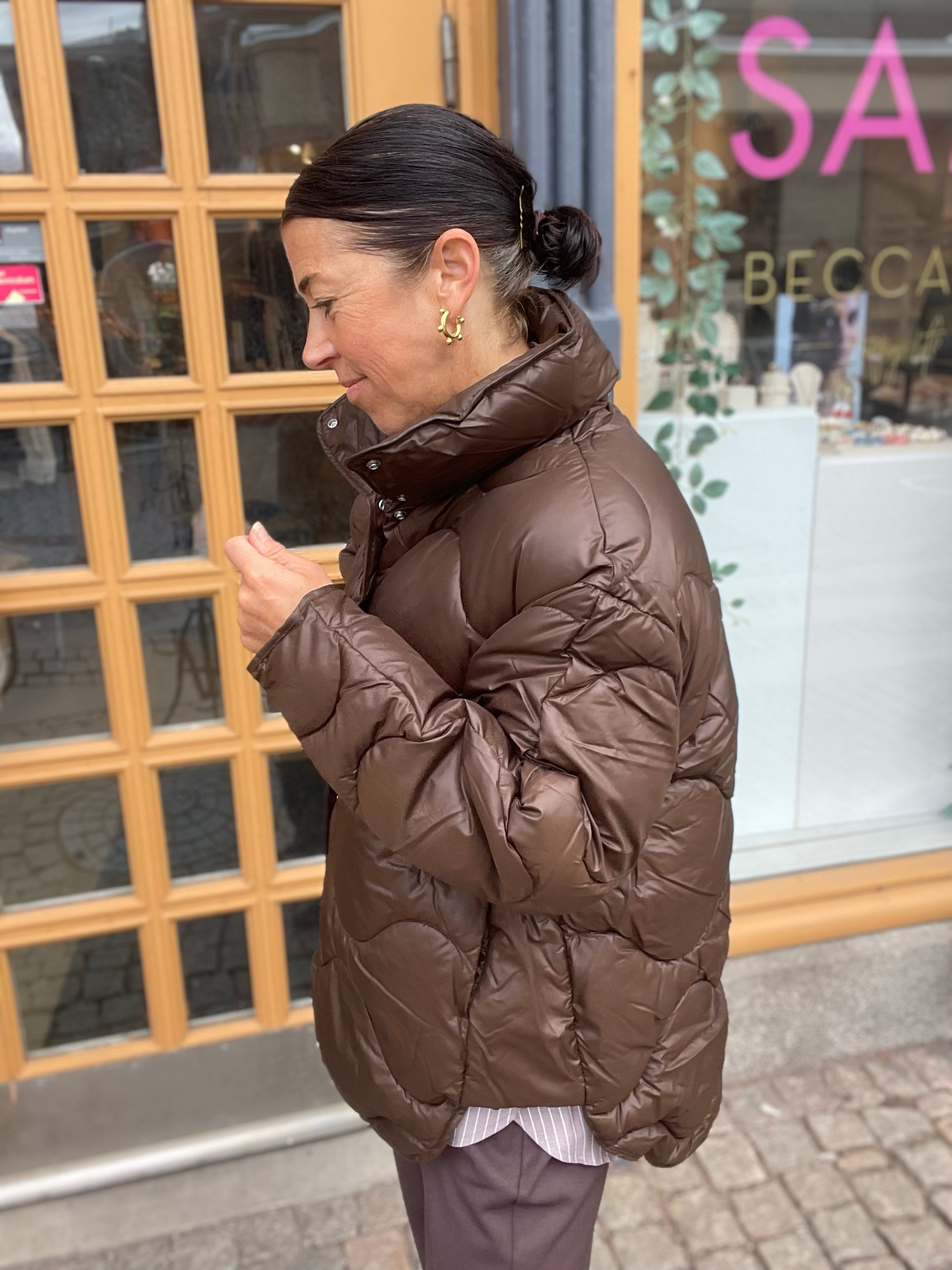 Jxstella Shiny Quilted Jacket Sn Demitasse