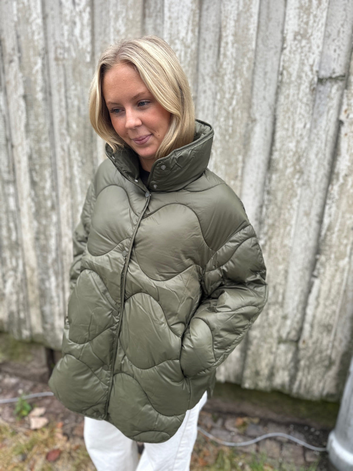 Jxstella Shiny Quilted Jacket Sn Grape Leaf