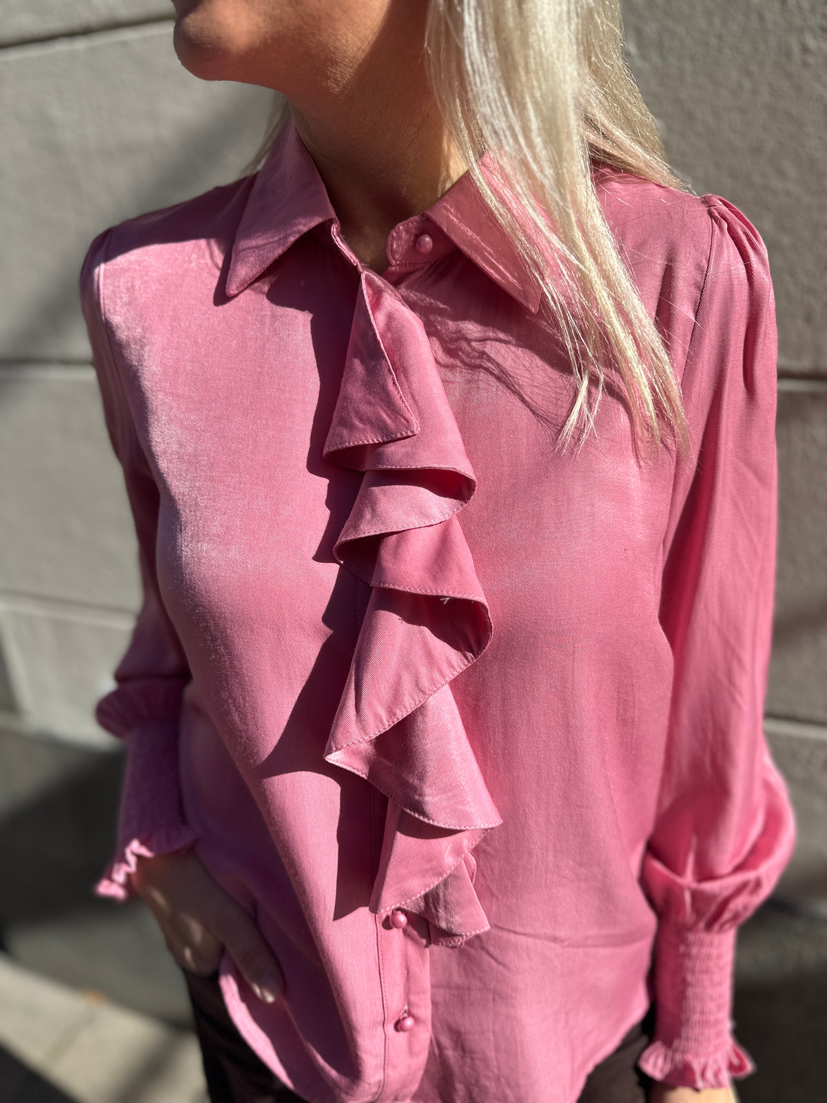 Konnie Flounce Shirt Warm Pink