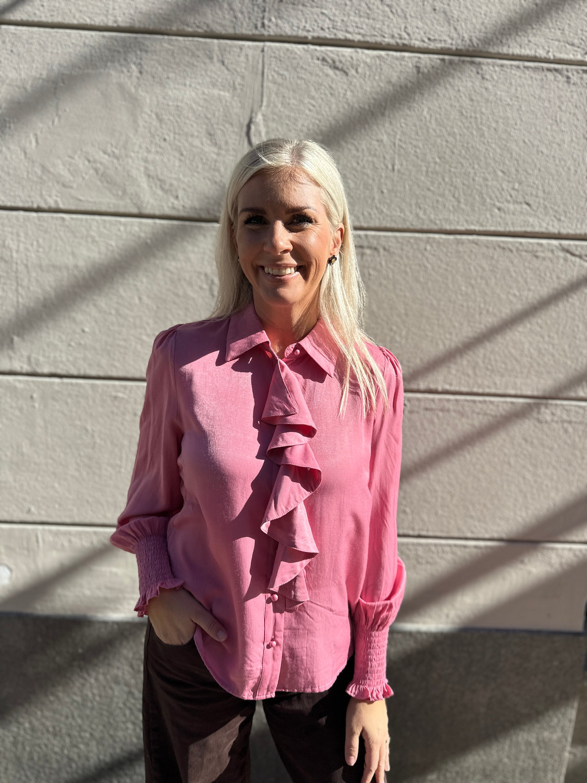 Konnie Flounce Shirt Warm Pink