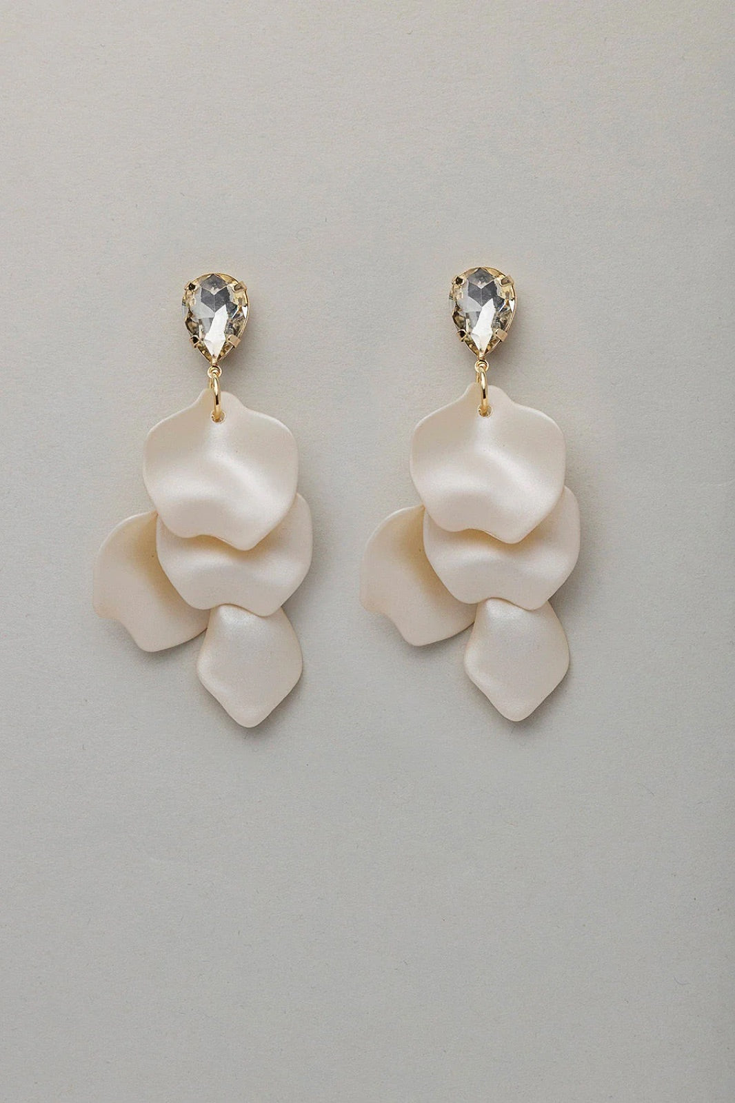 Leaf Earrings 4 Leavs Beige Cz