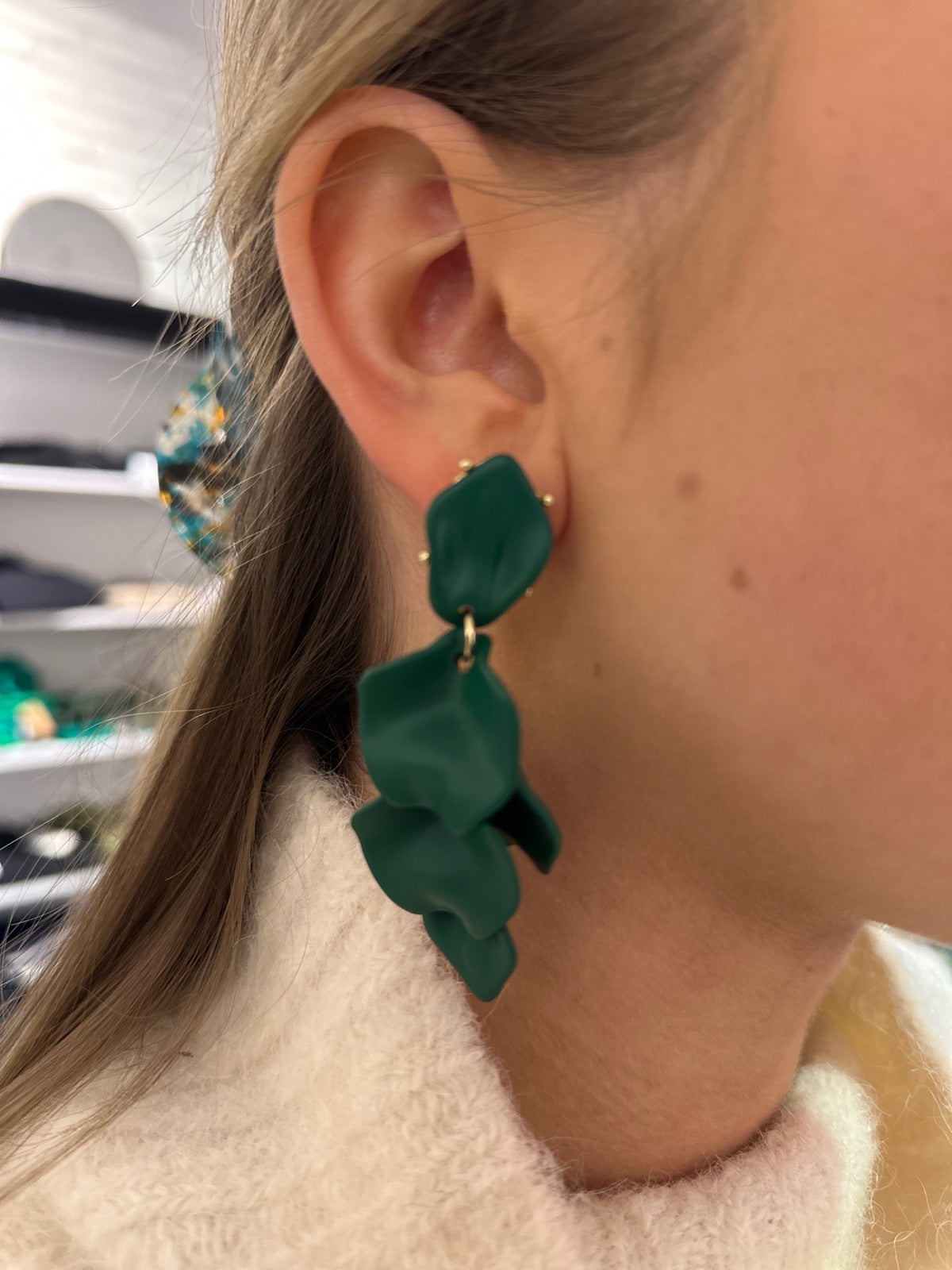 Leaf Earrings Dark Green