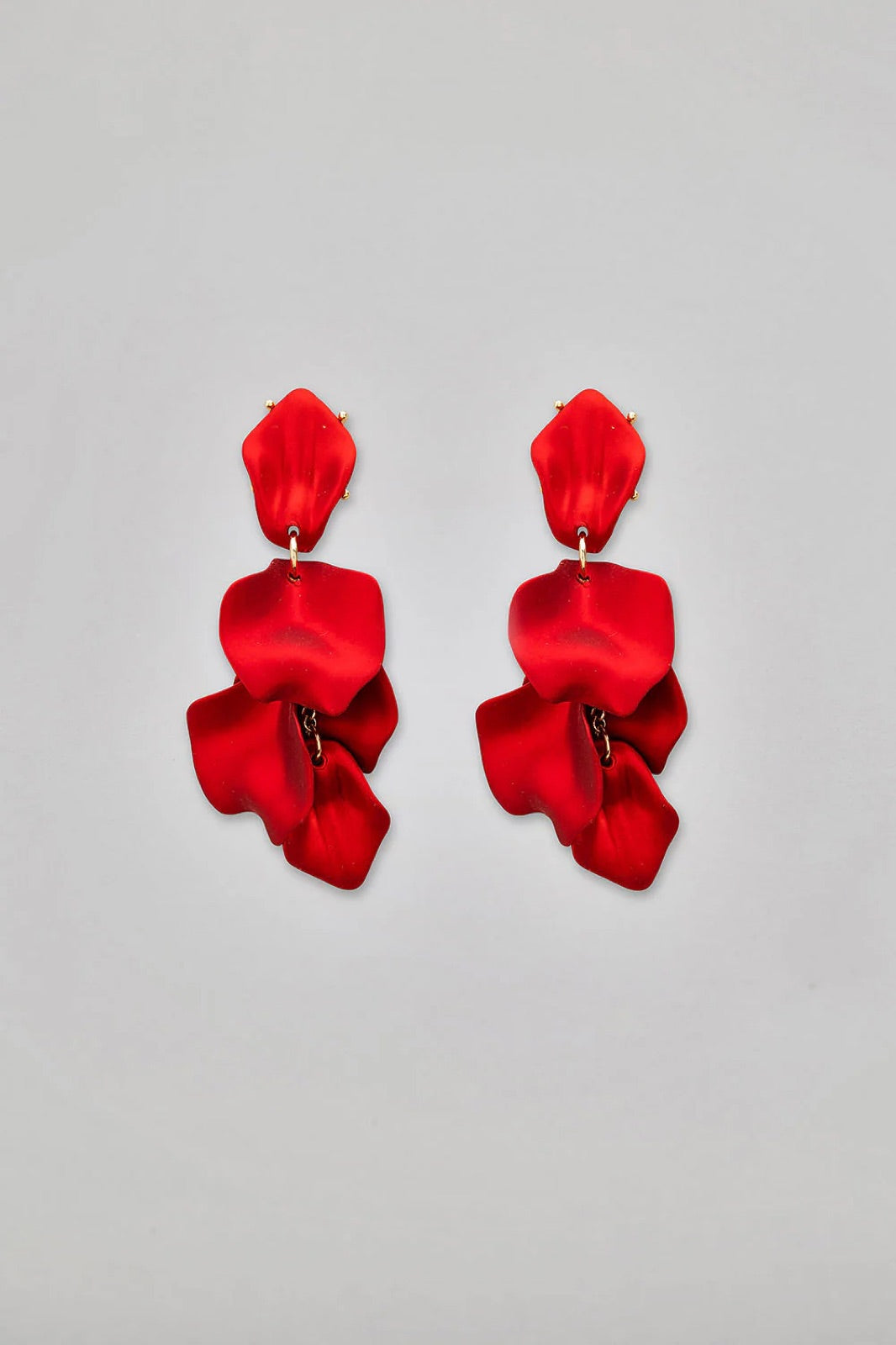 Leaf Earrings Metallic Red