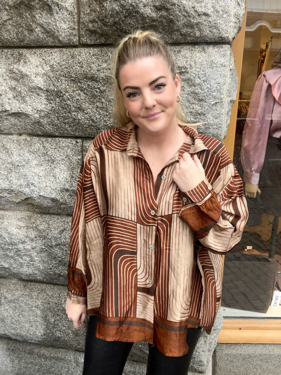 Lux Satin Shirt Camel