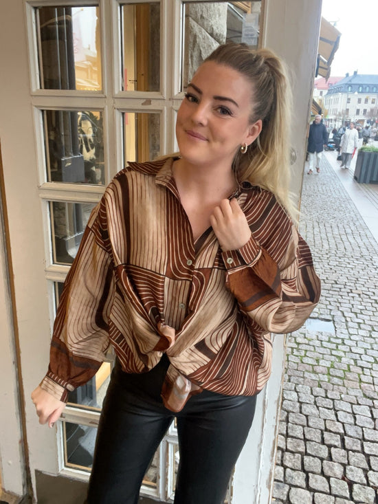 Lux Satin Shirt Camel