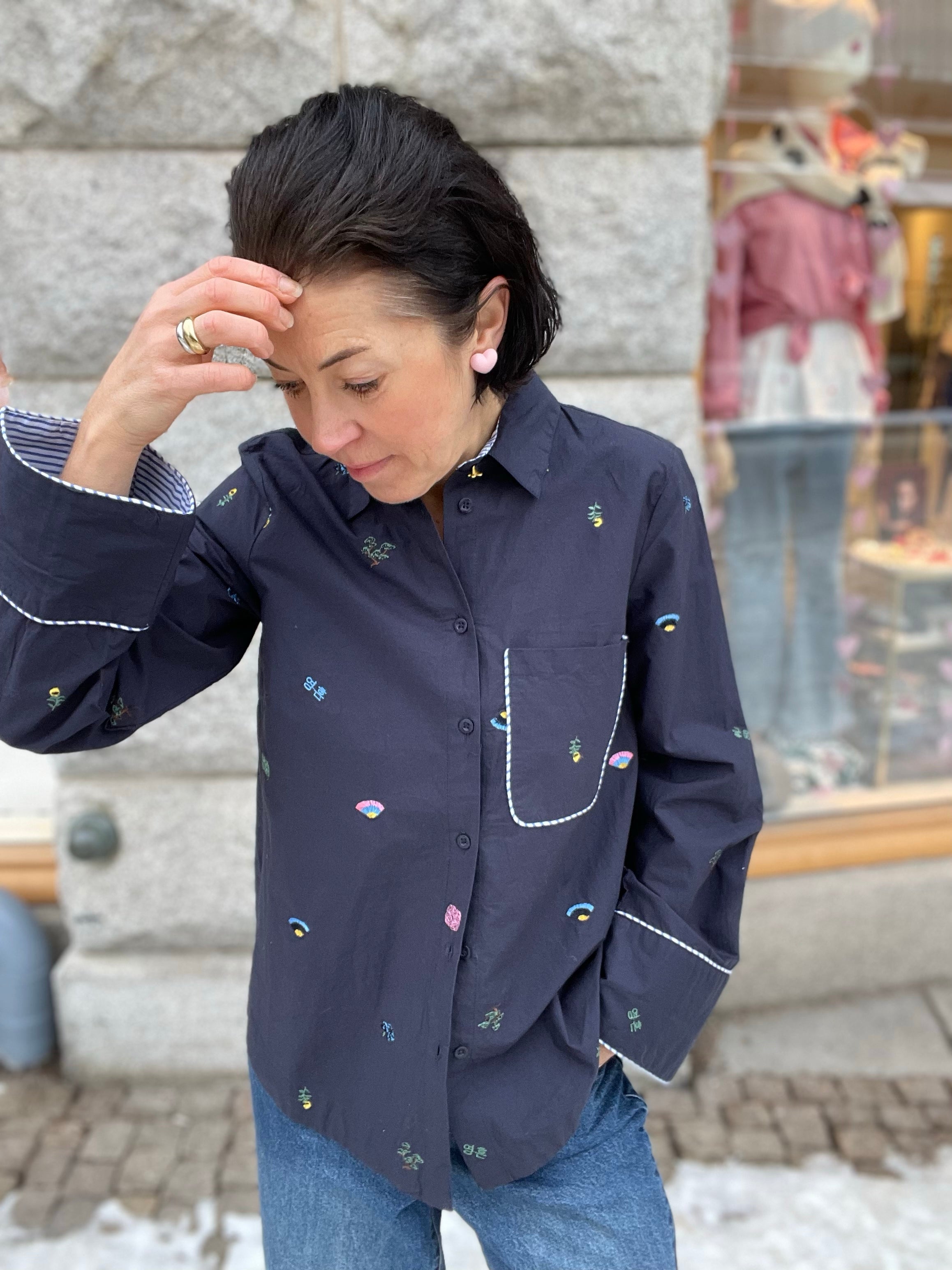 Nuchiro Boxy Shirt Dark Sapphire